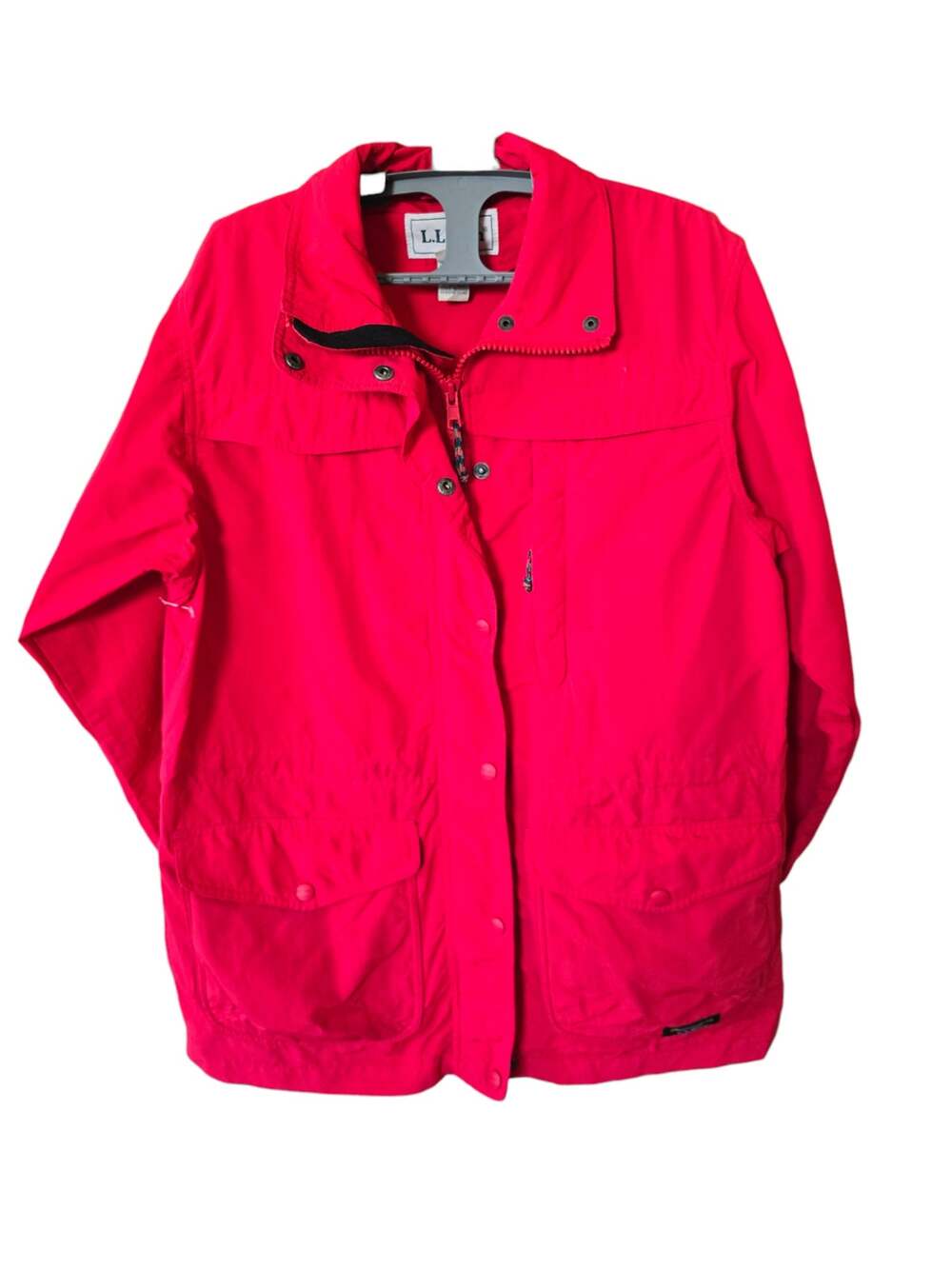 Vintage LL Bean Women's Zip Snap Size S Red Detachable Hood Missing